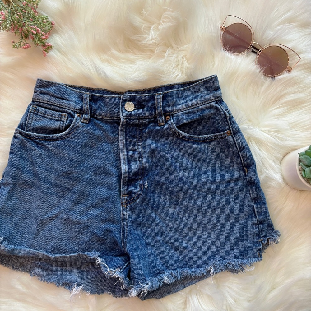 PacSun High Rise Icon Denim Shorts Distressed
